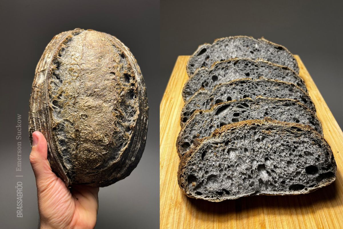 Pão artesanal escuro com fermentação natural, feito com ingredientes especiais por Emerson da Brassabröd